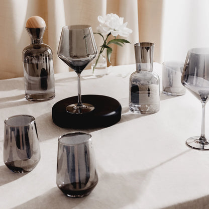23 Fl Oz Smoke Iridescent Angled Wine Glasses, Set of 4